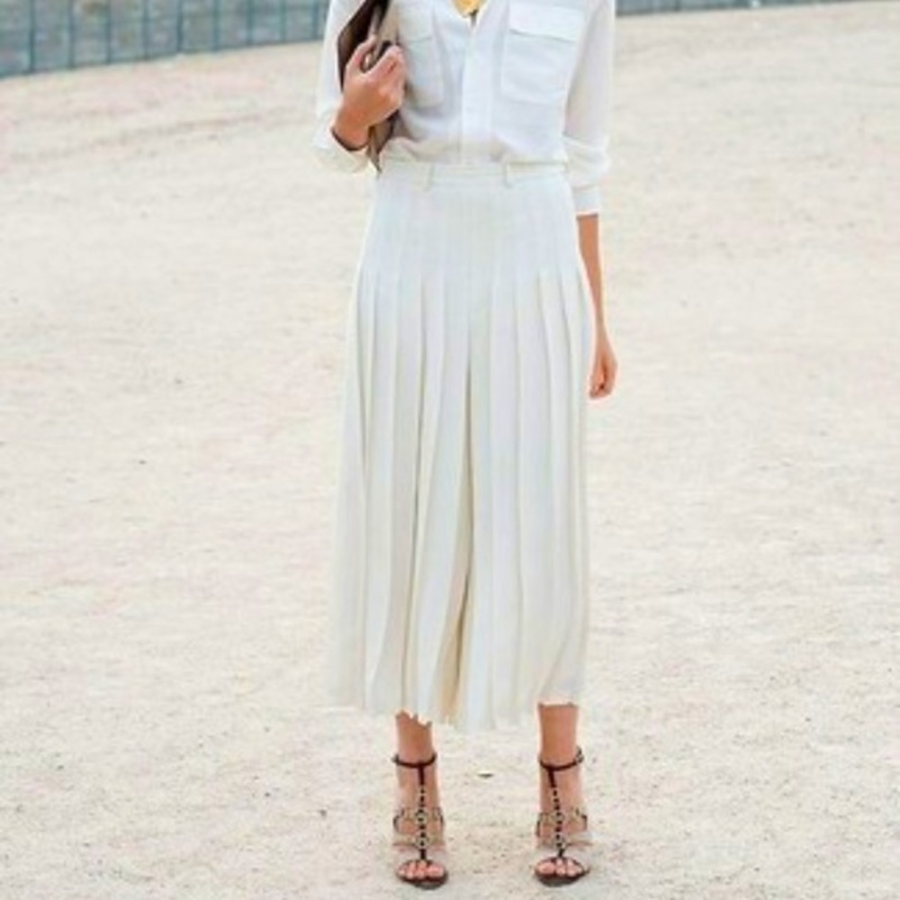 Tory Burch Carina Laser Cut Pleated Midi Skirt